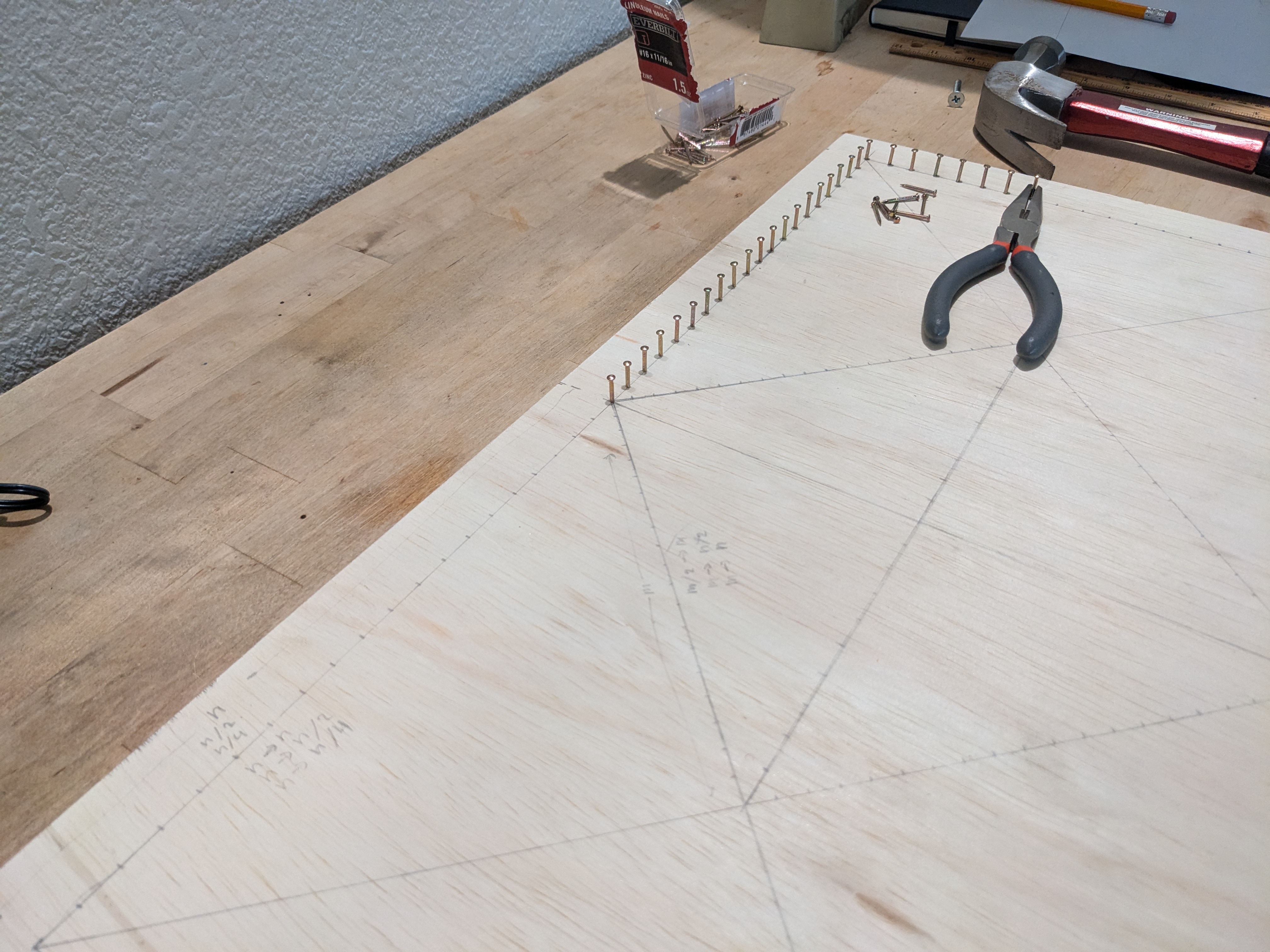 String Art - putting nail in