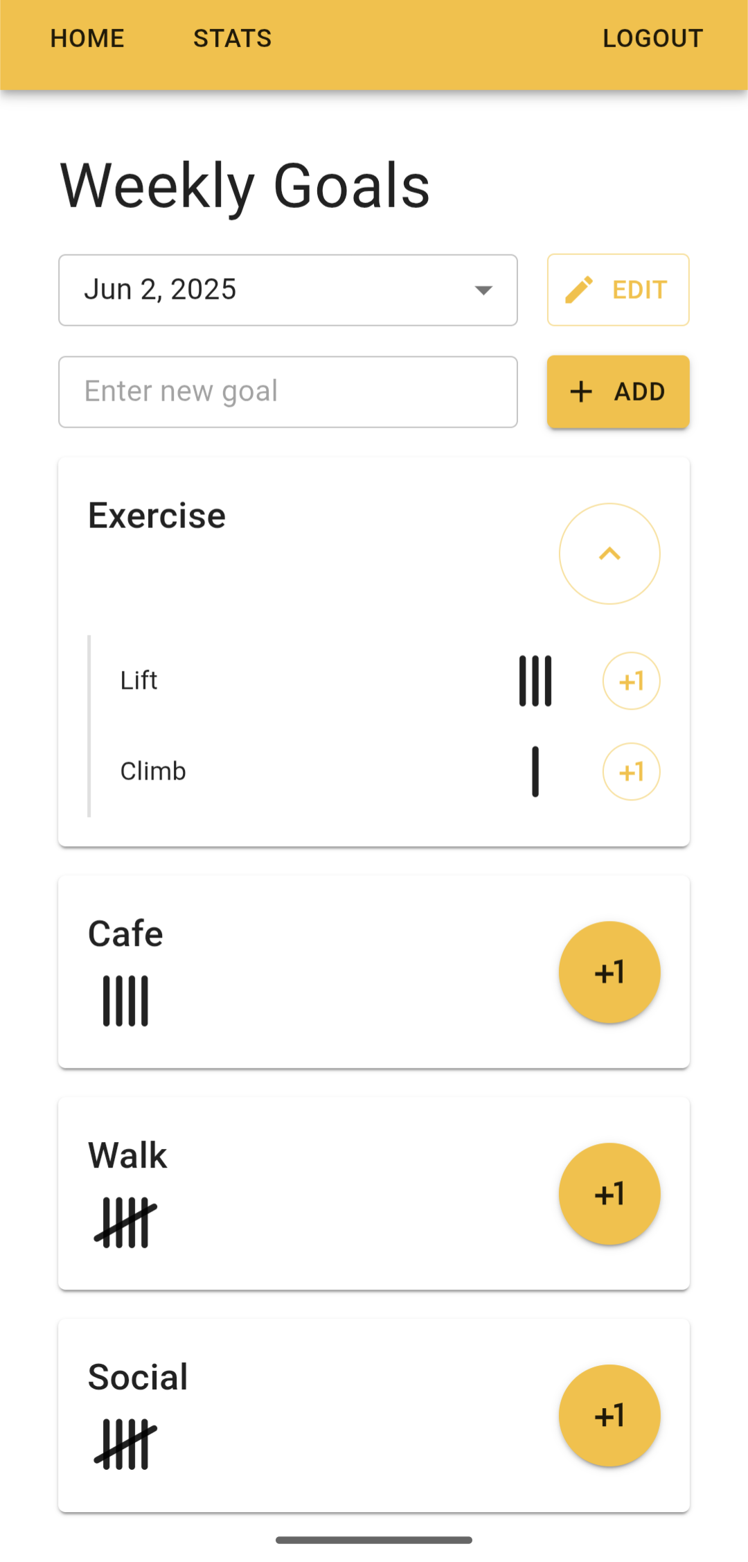 Weekly Wins main page screenshot